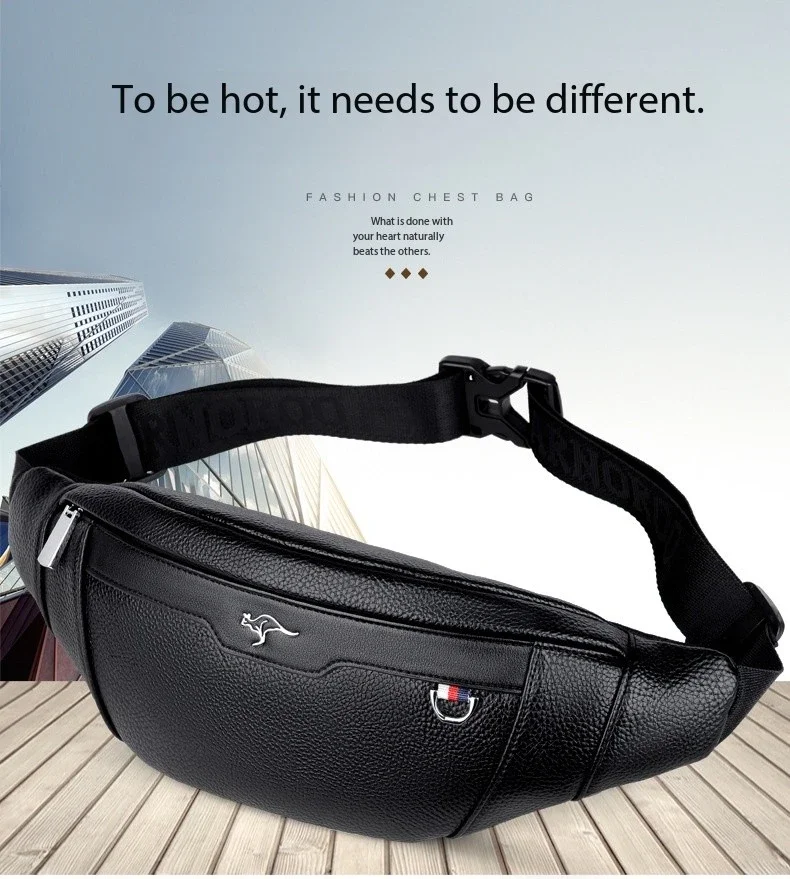 Business Leather Waist Bag Multifunctional Workout Traveling Running Crossbody Casual Wallets Waist Pack Phone Bag Man Chest Bag