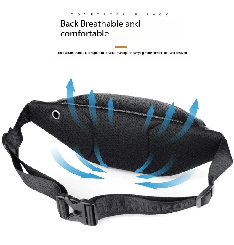 Business Leather Waist Bag Multifunctional Workout Traveling Running Crossbody Casual Wallets Waist Pack Phone Bag Man Chest Bag