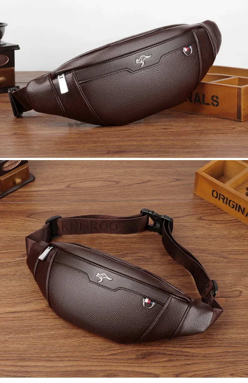 Business Leather Waist Bag Multifunctional Workout Traveling Running Crossbody Casual Wallets Waist Pack Phone Bag Man Chest Bag