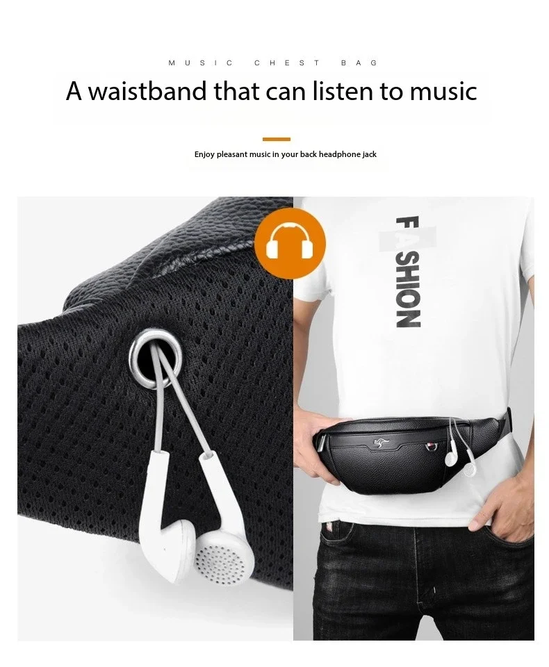 Business Leather Waist Bag Multifunctional Workout Traveling Running Crossbody Casual Wallets Waist Pack Phone Bag Man Chest Bag