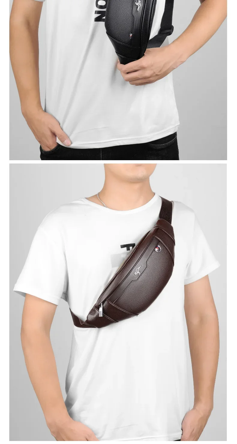 Business Leather Waist Bag Multifunctional Workout Traveling Running Crossbody Casual Wallets Waist Pack Phone Bag Man Chest Bag
