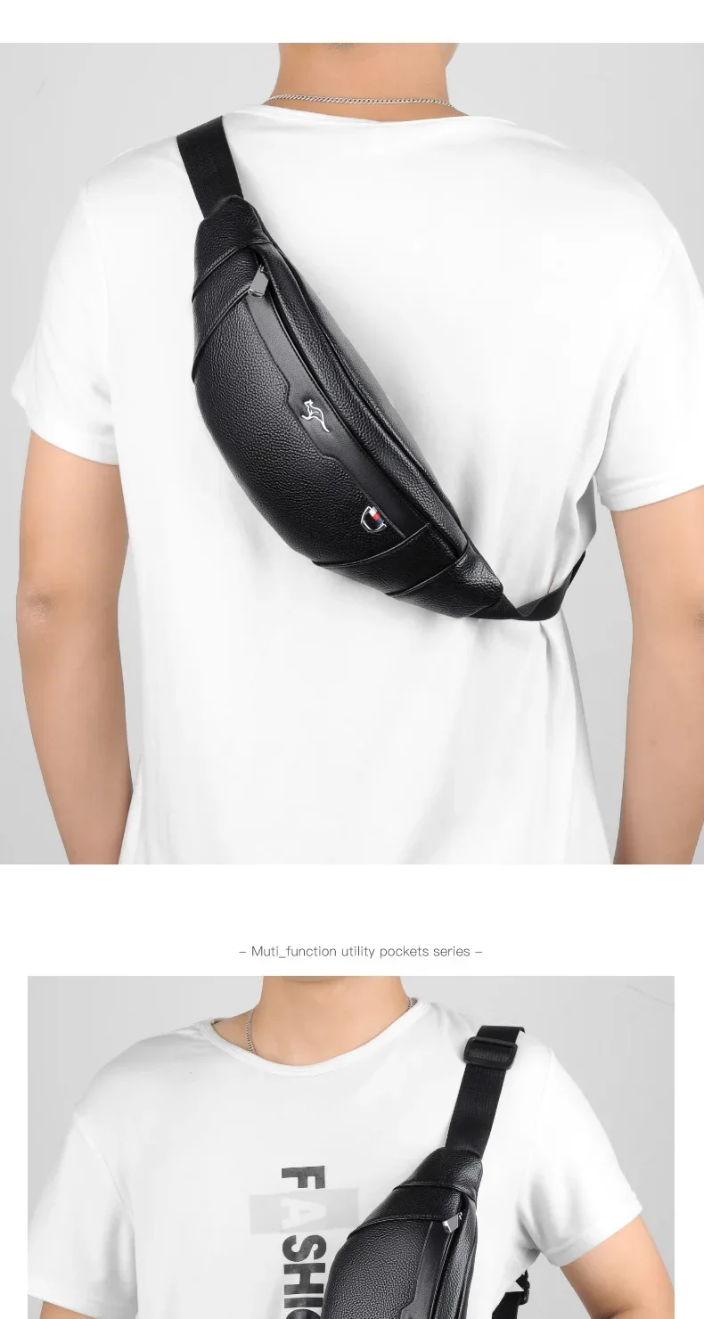 Business Leather Waist Bag Multifunctional Workout Traveling Running Crossbody Casual Wallets Waist Pack Phone Bag Man Chest Bag