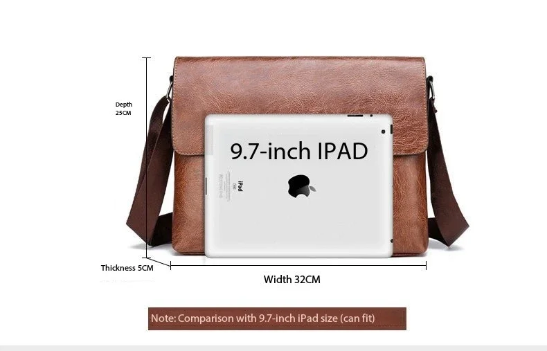 Luxury Brand Men Shoulder Bag For IPAD PU Leather Business Handbag Men Messenger Bag Side Sling Bag Fashion Man Crossbody Bag