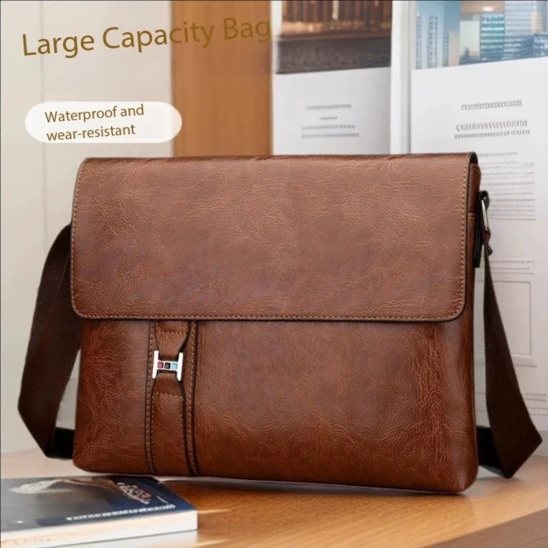 Luxury Brand Men Shoulder Bag For IPAD PU Leather Business Handbag Men Messenger Bag Side Sling Bag Fashion Man Crossbody Bag