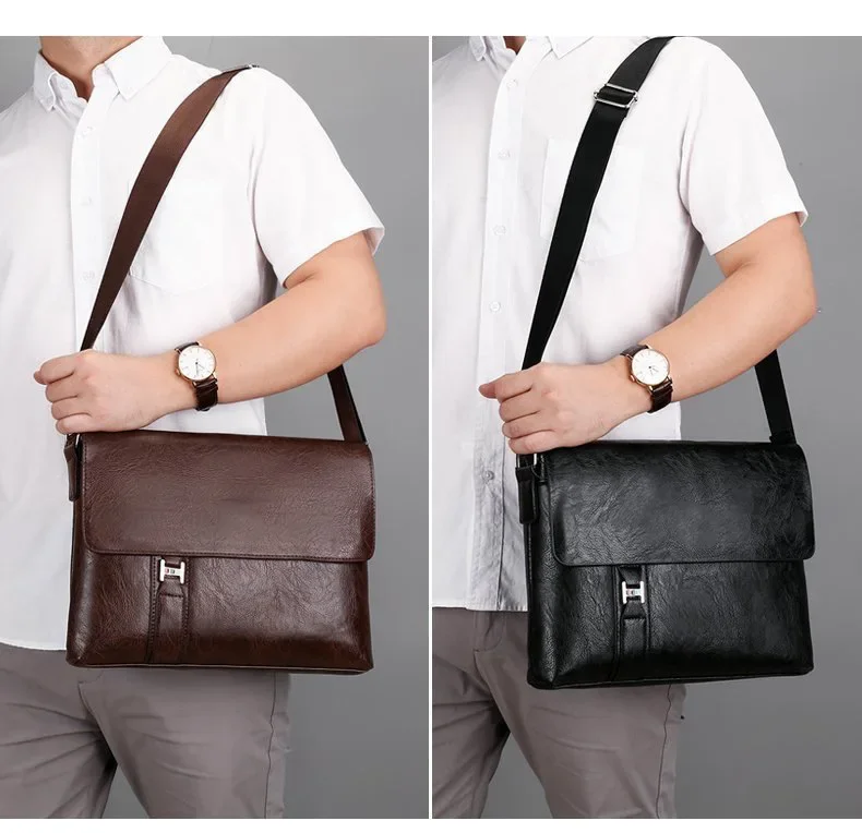 Luxury Brand Men Shoulder Bag For IPAD PU Leather Business Handbag Men Messenger Bag Side Sling Bag Fashion Man Crossbody Bag
