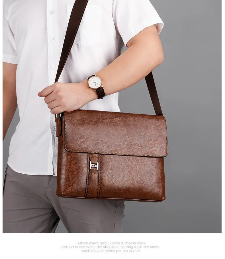 Luxury Brand Men Shoulder Bag For IPAD PU Leather Business Handbag Men Messenger Bag Side Sling Bag Fashion Man Crossbody Bag
