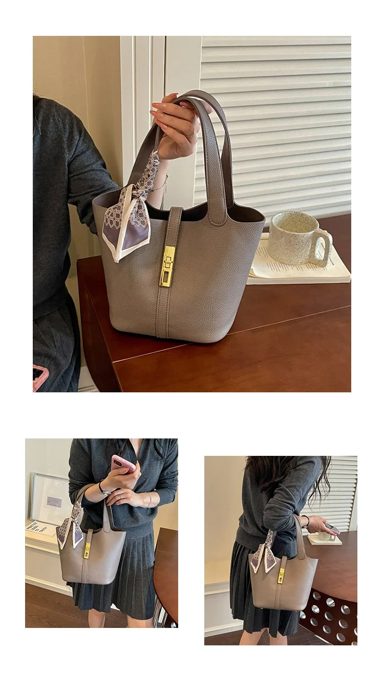 Designer Women's Genuine Leather Handbags Luxury Quality Fashion Tote Bucket Bag Lady's Small to Big Size