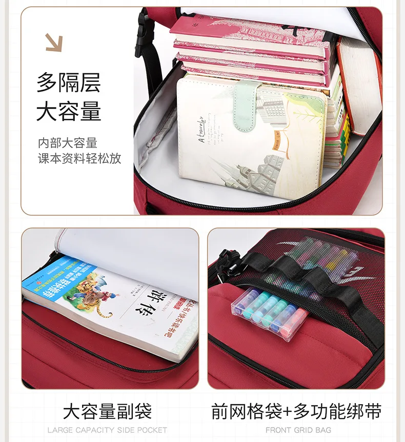 Lightweight Waterproof Kids School Backpack for Boys School Bag Grade 3-6 Large Capacity Casual Travel Shoulder Bag for Students