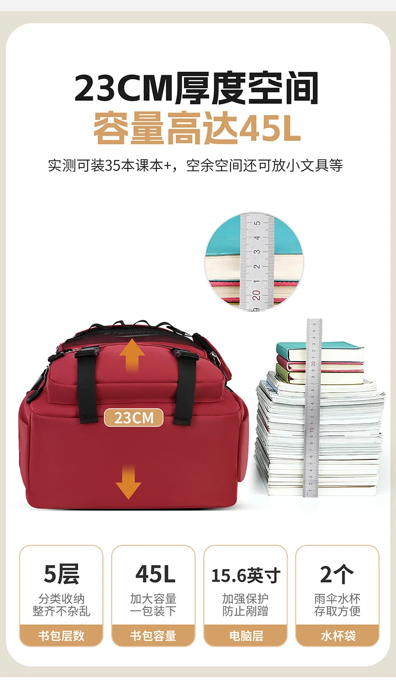 Lightweight Waterproof Kids School Backpack for Boys School Bag Grade 3-6 Large Capacity Casual Travel Shoulder Bag for Students