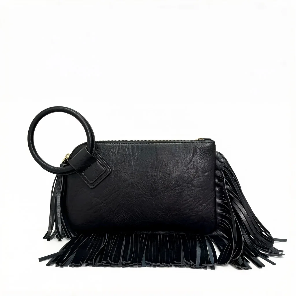 Vintage and personalized women's fringed clutch bag, fashionable street style Y2K handbag