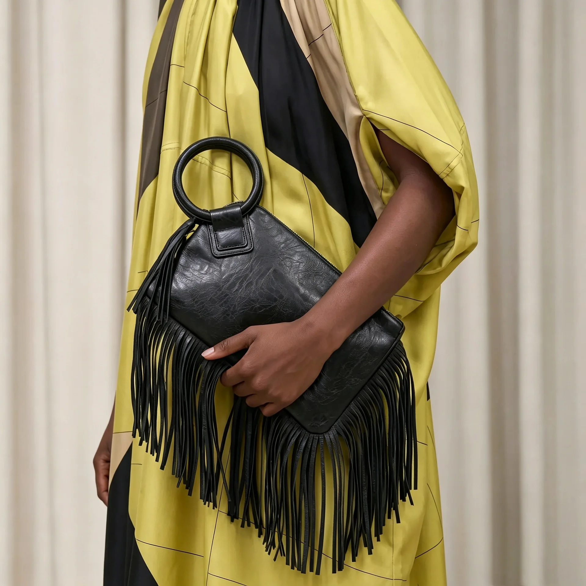 Vintage and personalized women's fringed clutch bag, fashionable street style Y2K handbag