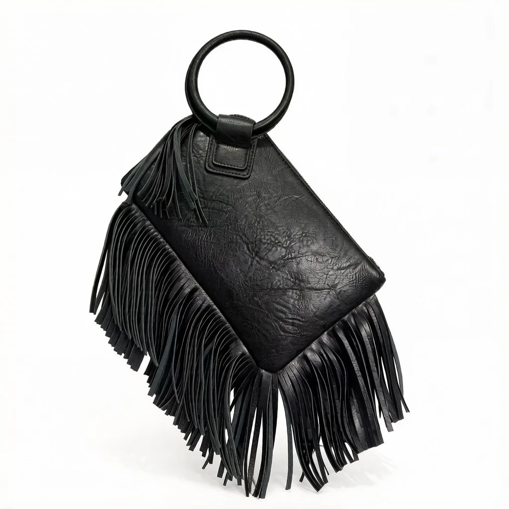 Vintage and personalized women's fringed clutch bag, fashionable street style Y2K handbag
