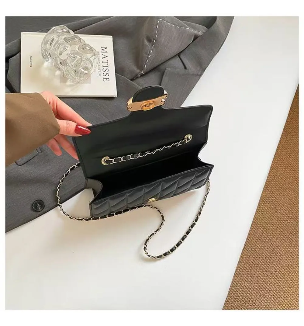 2026 New European Style Small Fragrance Diamond Grid Bag, Light Luxury Women's Single Shoulder Crossbody Women's Bag