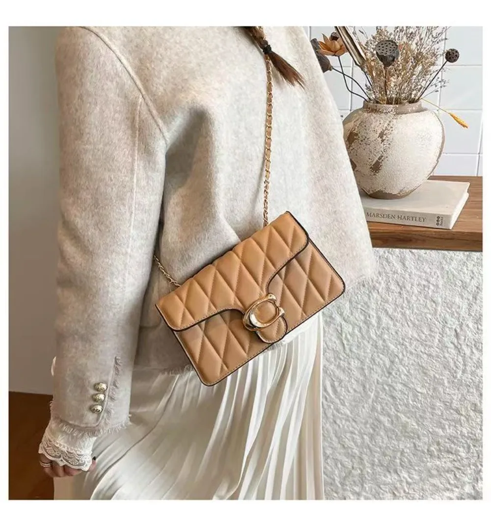 2026 New European Style Small Fragrance Diamond Grid Bag, Light Luxury Women's Single Shoulder Crossbody Women's Bag