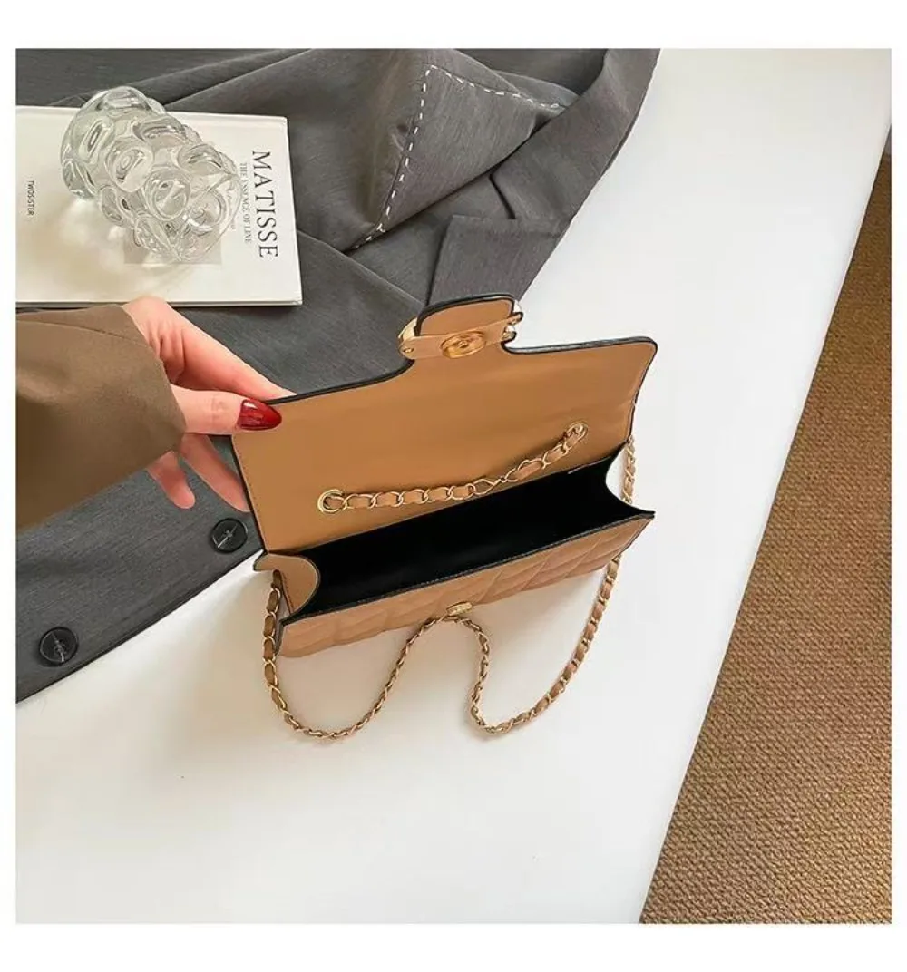 2026 New European Style Small Fragrance Diamond Grid Bag, Light Luxury Women's Single Shoulder Crossbody Women's Bag