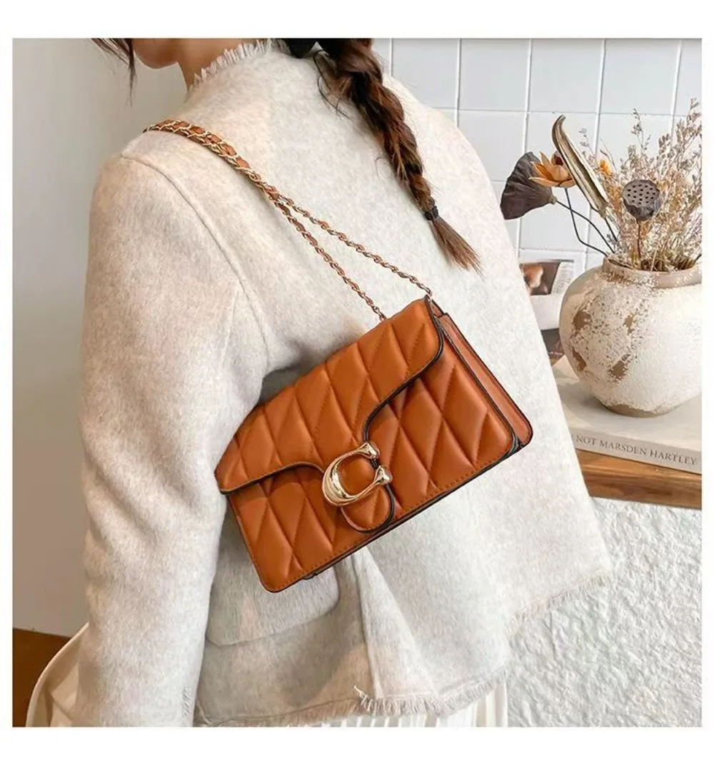 2026 New European Style Small Fragrance Diamond Grid Bag, Light Luxury Women's Single Shoulder Crossbody Women's Bag
