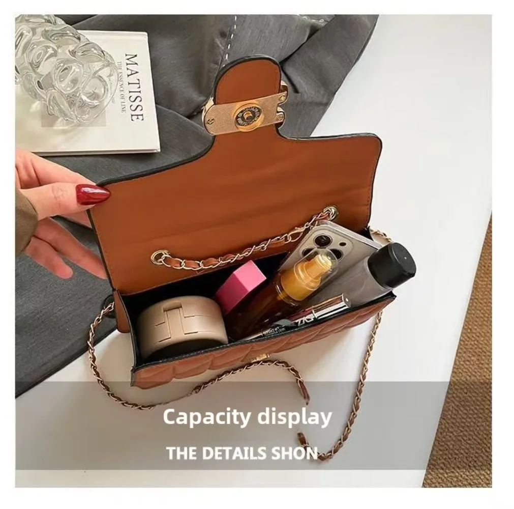 2026 New European Style Small Fragrance Diamond Grid Bag, Light Luxury Women's Single Shoulder Crossbody Women's Bag