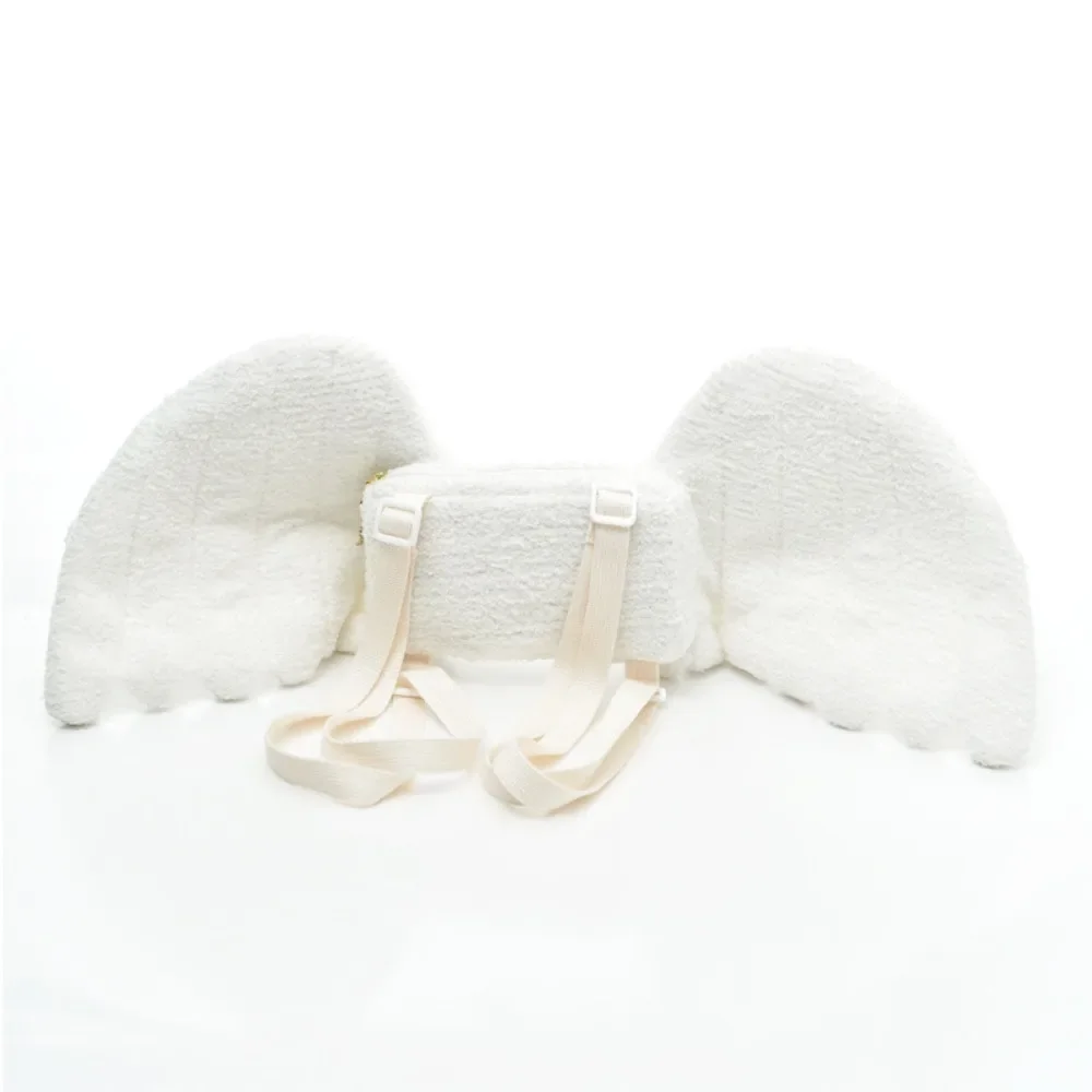 New Adjustable Straps Angel Wings Backpack Polyester Zipper Lolita Backpack White Color Backpack JK Uniform
