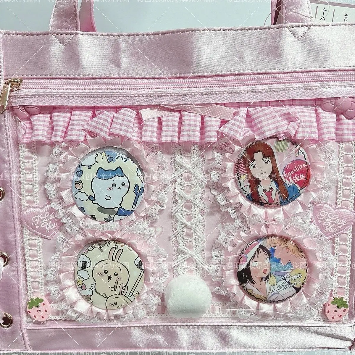 Pink Finished Ita Board Cute Plush Style Ita Bag Pin Badge Organizer Badge Organizer Board Itabag Accessories