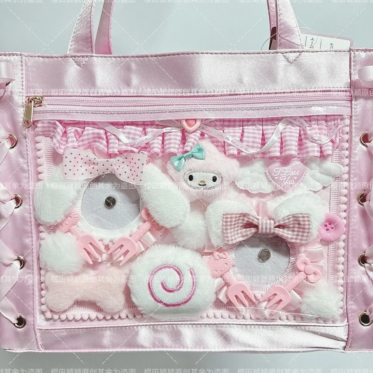 Pink Finished Ita Board Cute Plush Style Ita Bag Pin Badge Organizer Badge Organizer Board Itabag Accessories