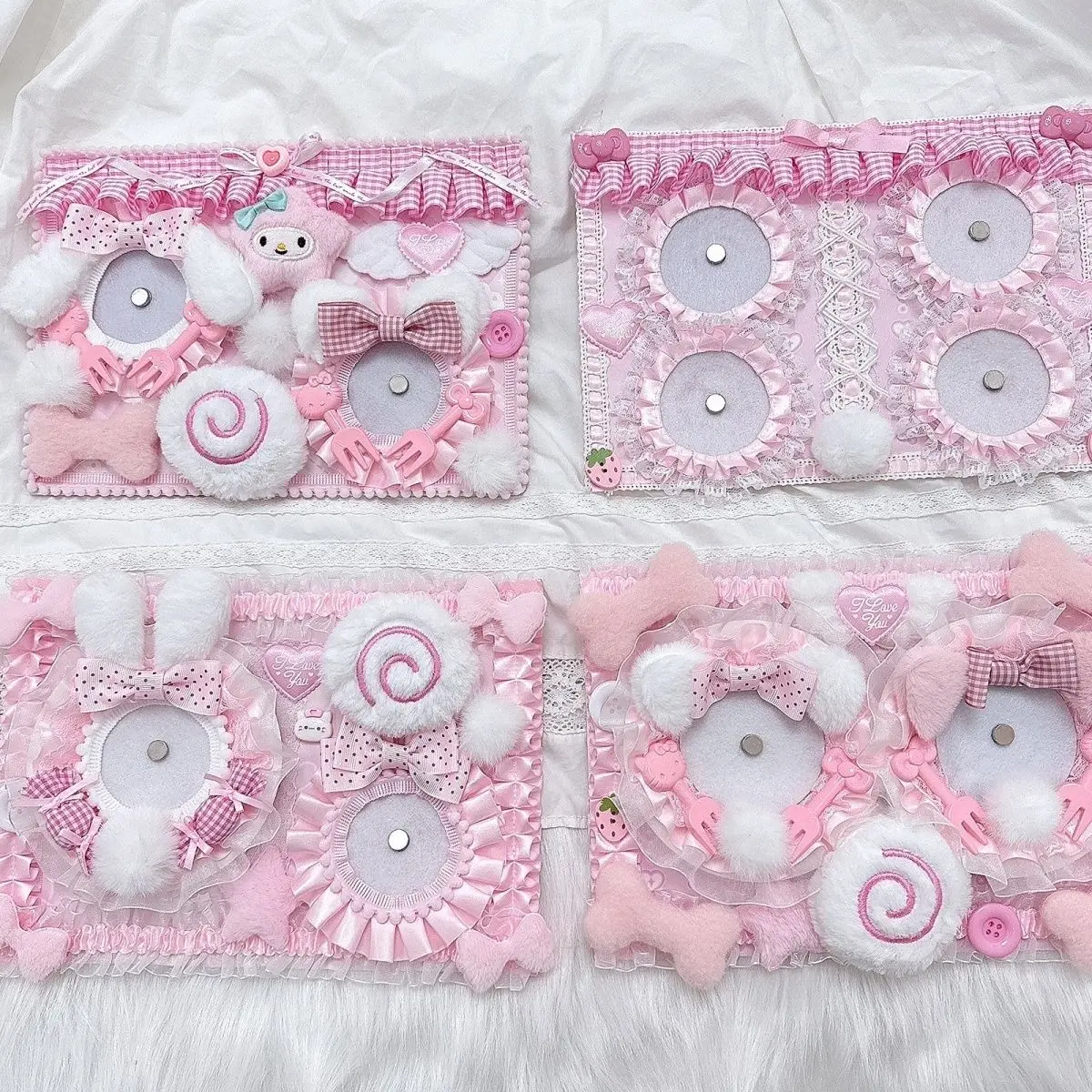 Pink Finished Ita Board Cute Plush Style Ita Bag Pin Badge Organizer Badge Organizer Board Itabag Accessories