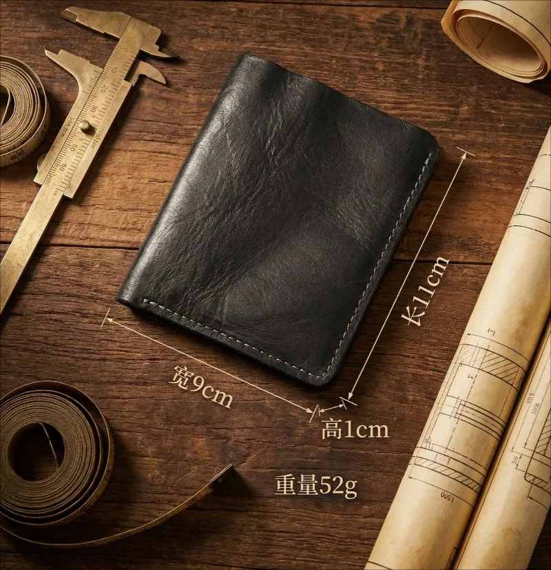 Retro Handcrafted Genuine Leather Small Wallet for Men, Vintage Durable EDC Card Holder, Men Multi-card Slots Organizer Wallet