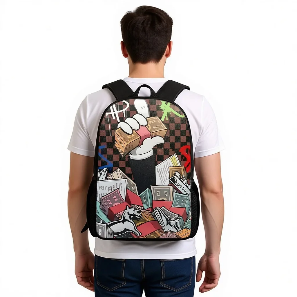 Fashion Men's and Women's PU Graffiti Large Capacity Backpack Student Backpack Travel Bag Mochila Mochilas De Hombre School Bag