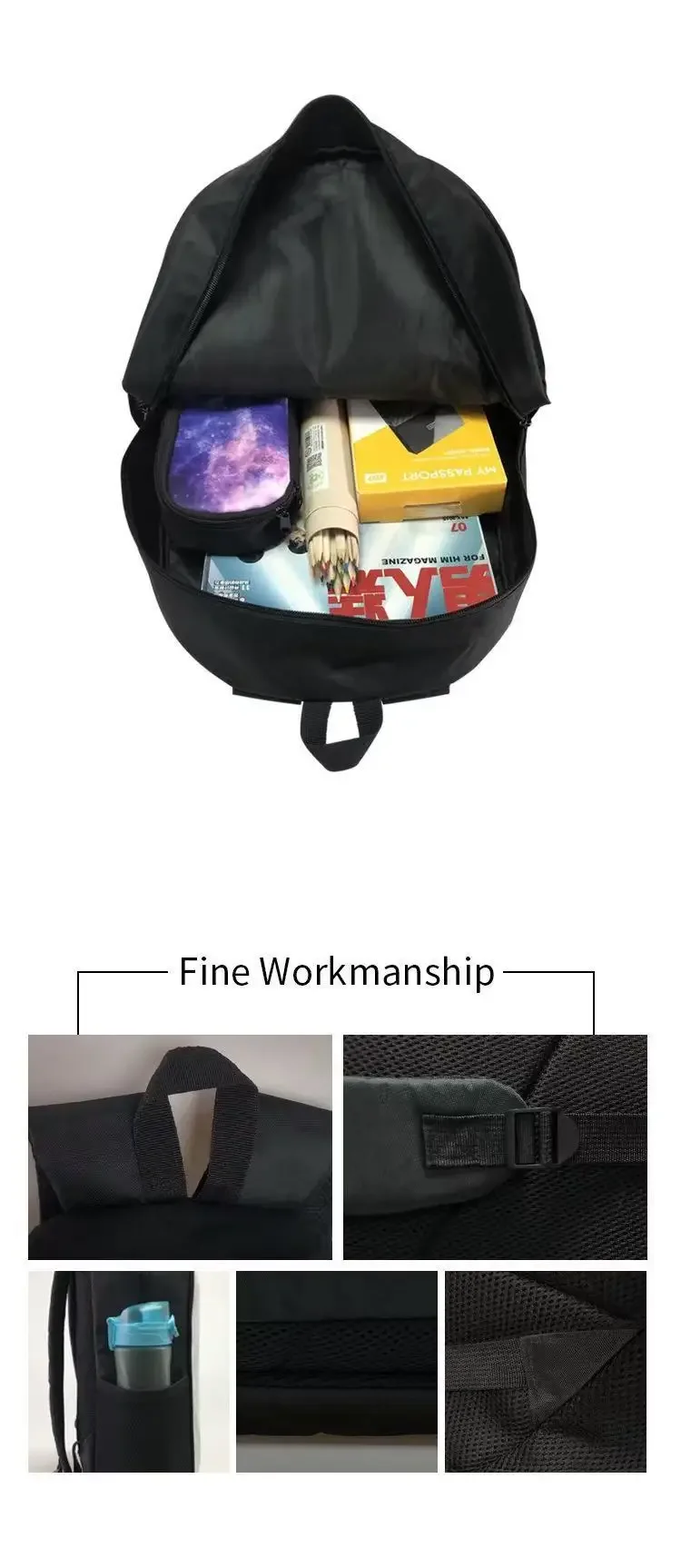 Fashion Men's and Women's PU Graffiti Large Capacity Backpack Student Backpack Travel Bag Mochila Mochilas De Hombre School Bag