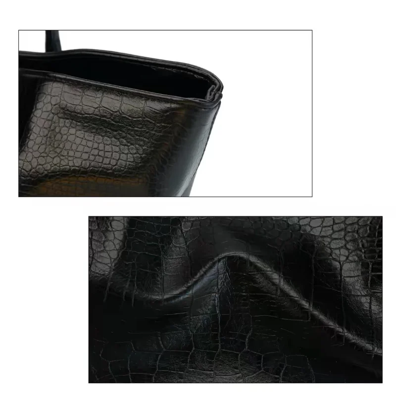 PU Soft Leather Women's Shoulder Bag Retro Luxury Crocodile Pattern Tote Bag Simple Elegant Large Capacity Lightweight Handbag