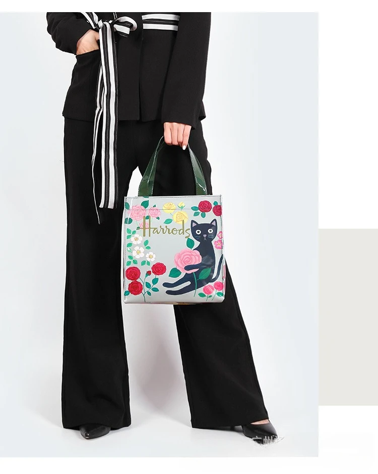 Women Waterproof PVC Cartoon Shopping Bag Portable Student Shoulder Handbag