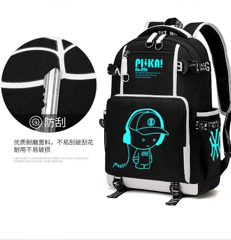 Waterproof Luminous Backpack, Casual Lightweight Backpack, Personalized Pattern, Fashionable Youth Backpack