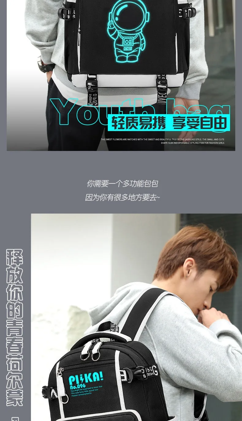 Waterproof Luminous Backpack, Casual Lightweight Backpack, Personalized Pattern, Fashionable Youth Backpack