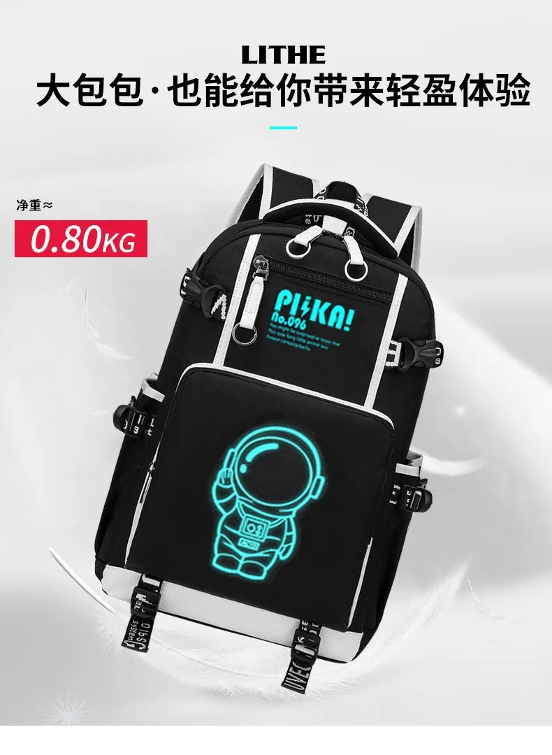 Waterproof Luminous Backpack, Casual Lightweight Backpack, Personalized Pattern, Fashionable Youth Backpack