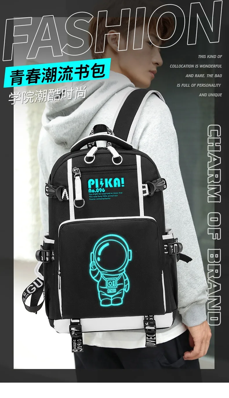Waterproof Luminous Backpack, Casual Lightweight Backpack, Personalized Pattern, Fashionable Youth Backpack