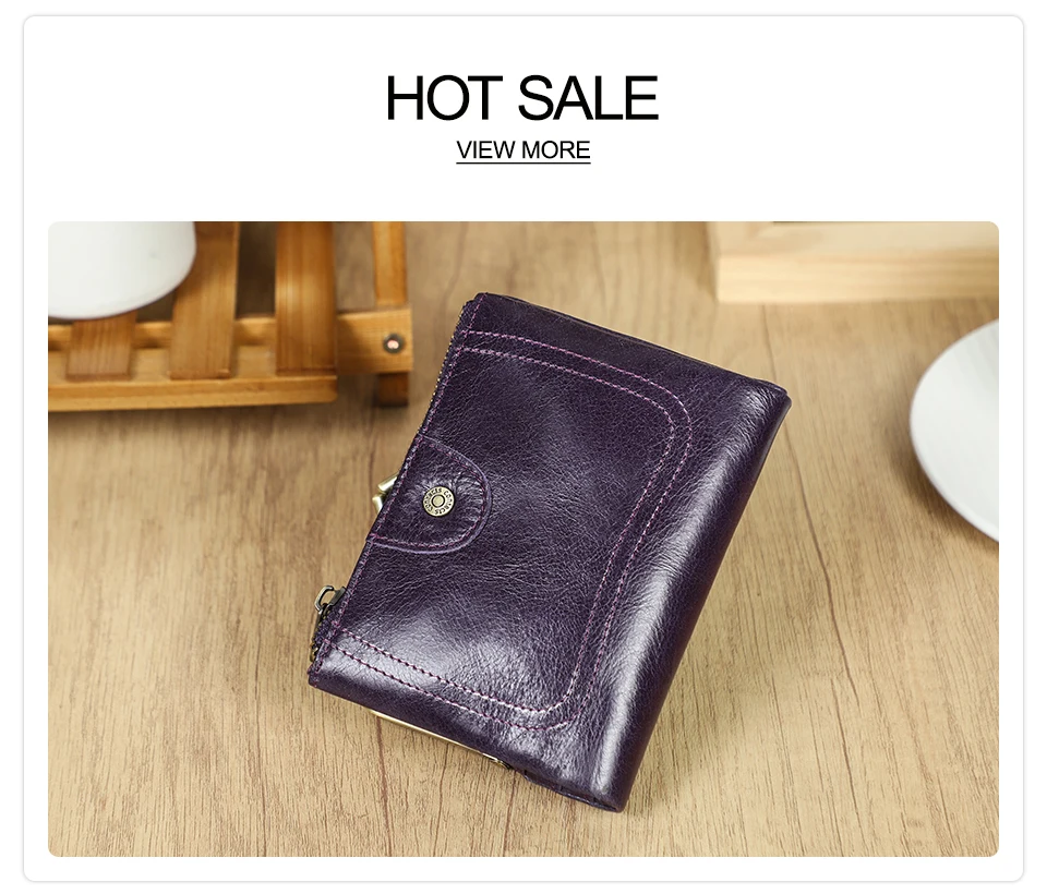 Contact'S Genuine Leather Wallet Women Small Metal Frame Purse Ladies Hasp and Zipper Coin Pocket Credit Card Holder