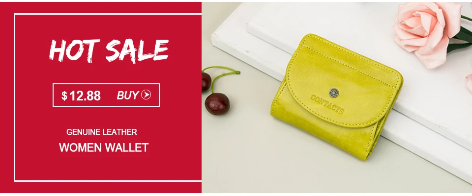Contact'S Genuine Leather Wallet Women Small Metal Frame Purse Ladies Hasp and Zipper Coin Pocket Credit Card Holder