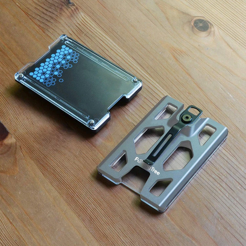 Aluminum Badge Holder/Wallet_ Durable ID Card Holder with Metal Clip and 4 Cards Slot