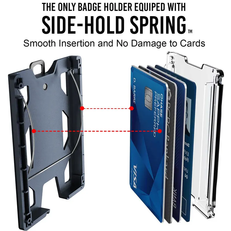 Aluminum Badge Holder/Wallet_ Durable ID Card Holder with Metal Clip and 4 Cards Slot