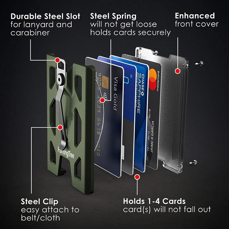 Aluminum Badge Holder/Wallet_ Durable ID Card Holder with Metal Clip and 4 Cards Slot
