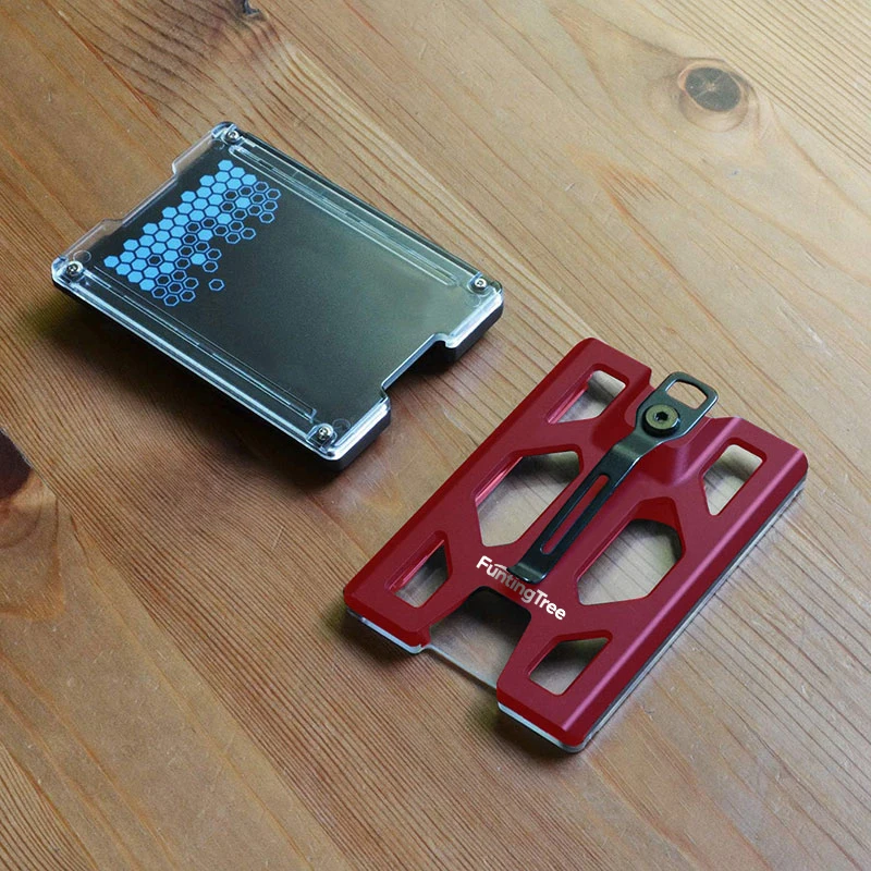 Aluminum Badge Holder/Wallet_ Durable ID Card Holder with Metal Clip and 4 Cards Slot