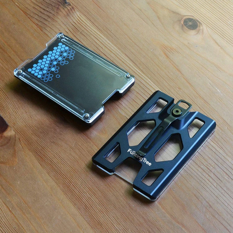 Aluminum Badge Holder/Wallet_ Durable ID Card Holder with Metal Clip and 4 Cards Slot
