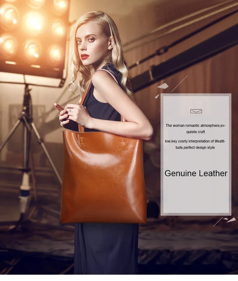 Women Genuine Leather Shoulder Bags Retro Fashion Designer Bag Large Capacity Female Versatile Tote Bag Portable Phone Bag Girl