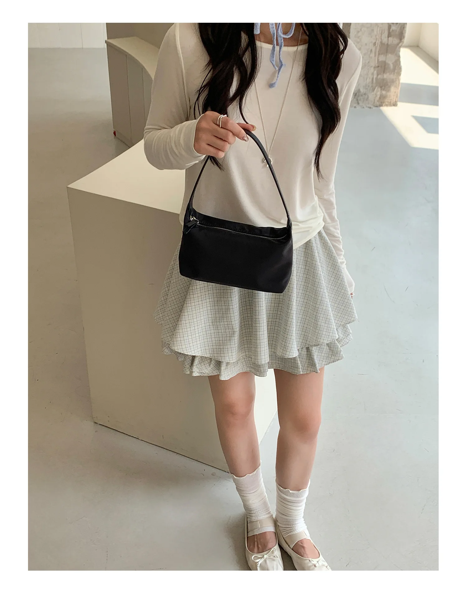 Summer Nylon Top-Handle Bags Ins Style Small Crossbody Shoulder Bags Simple Casual New Fashionable and Versatile Handbag