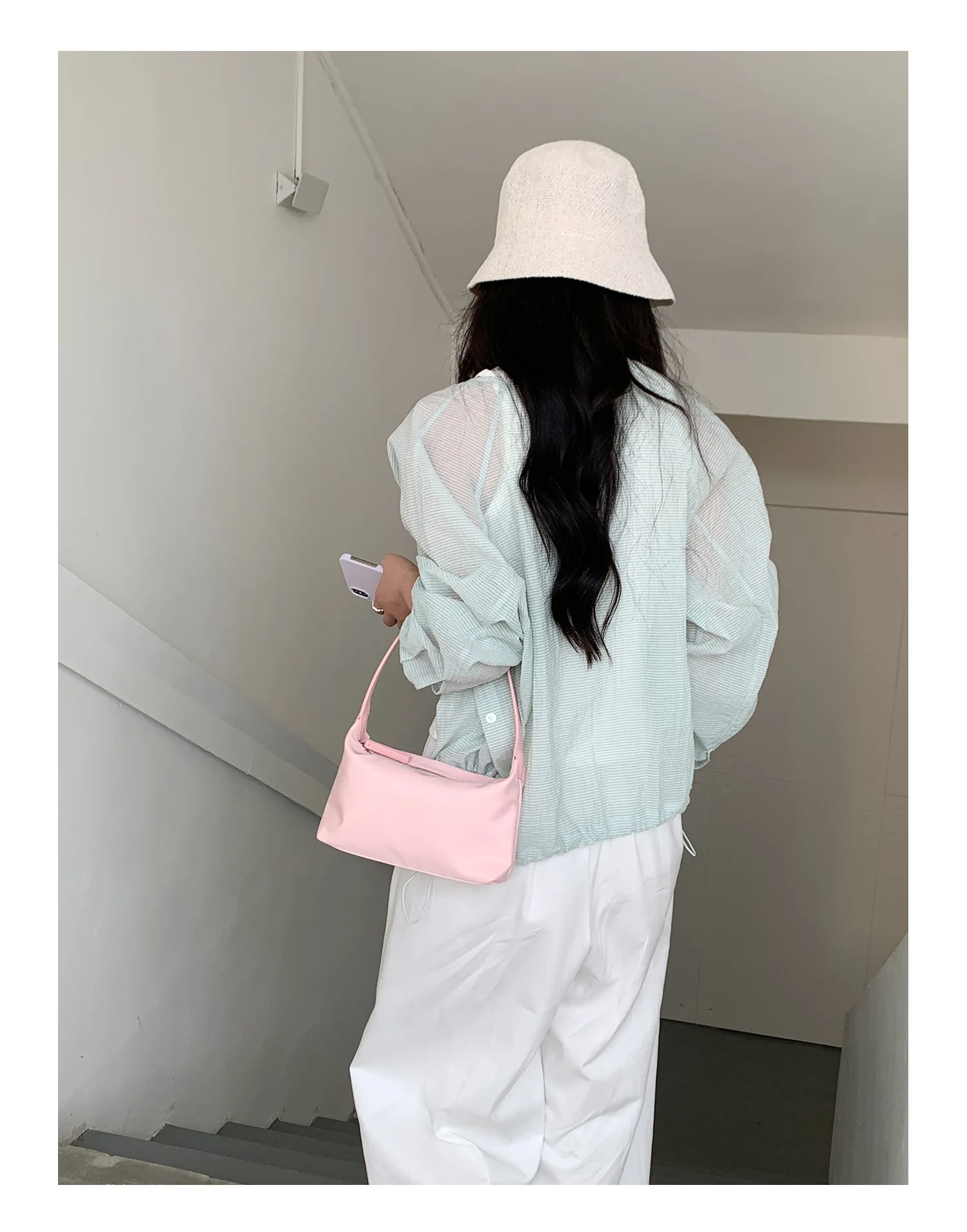 Summer Nylon Top-Handle Bags Ins Style Small Crossbody Shoulder Bags Simple Casual New Fashionable and Versatile Handbag