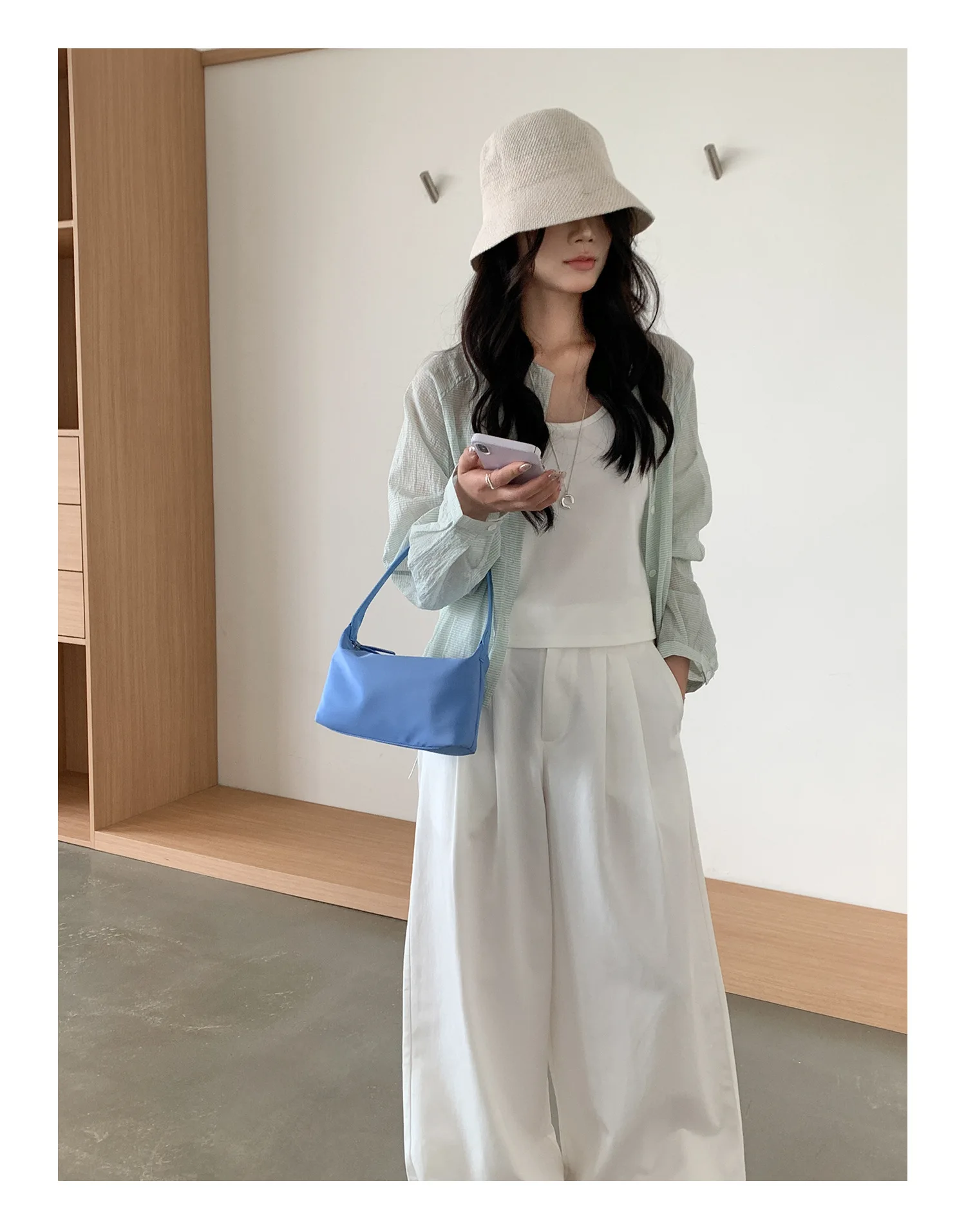 Summer Nylon Top-Handle Bags Ins Style Small Crossbody Shoulder Bags Simple Casual New Fashionable and Versatile Handbag