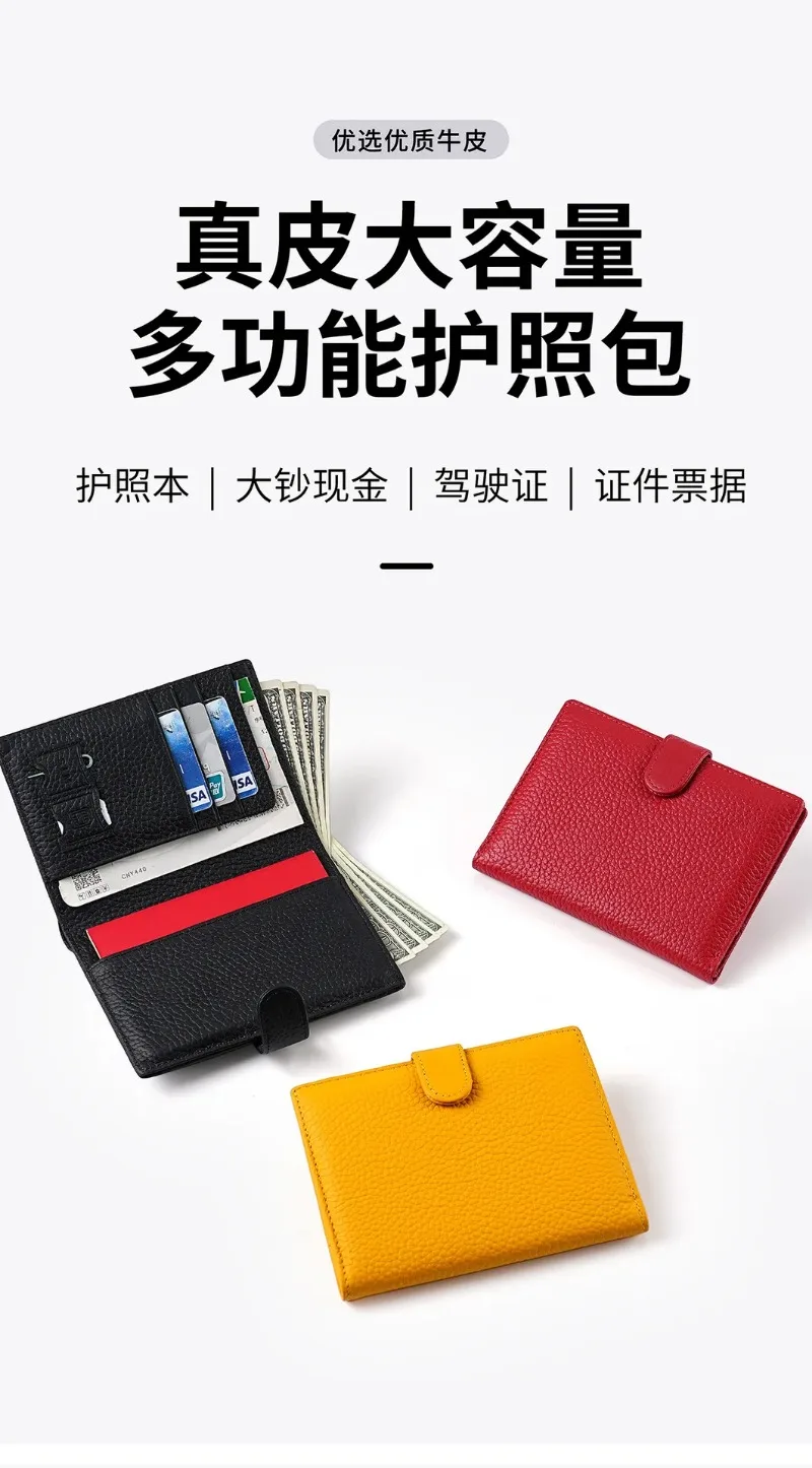Luxury Genuine Leather Passport Holder Cover Travel Wallet RFID Blocking Card Bag Ticket Holder Travel Accessories for Women Man