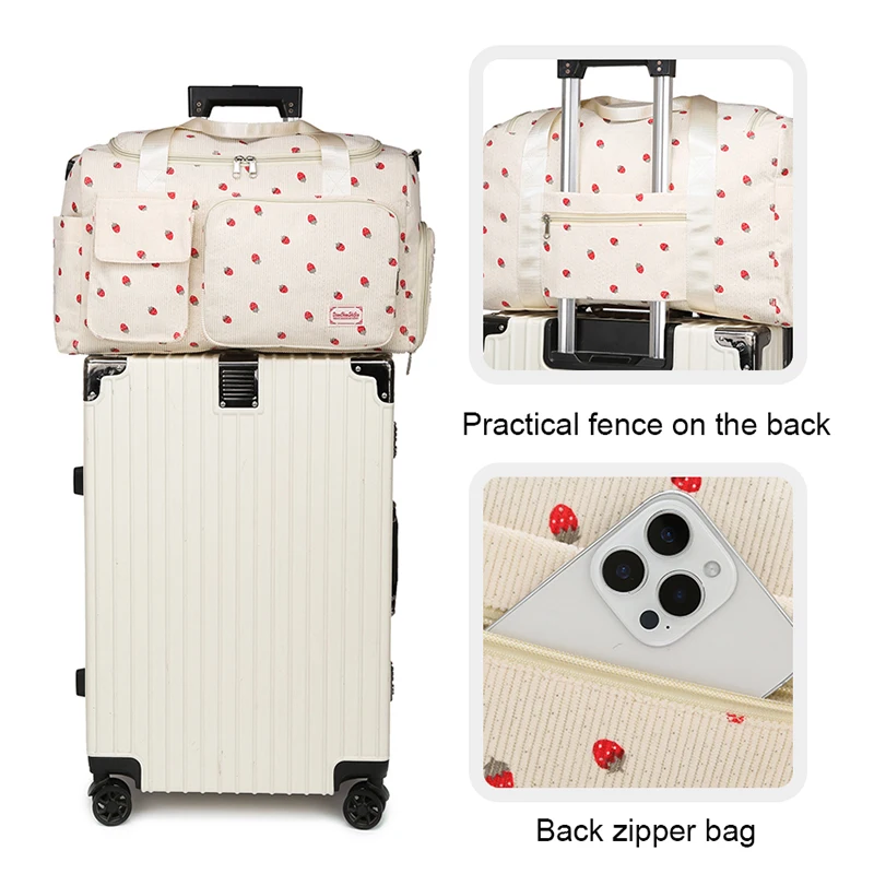 Corduroy Travel Tote Bag Large Capacity Carry On Travel Bag With Shoe Compartment Sports Fitness Bags For Women Duffle Bags