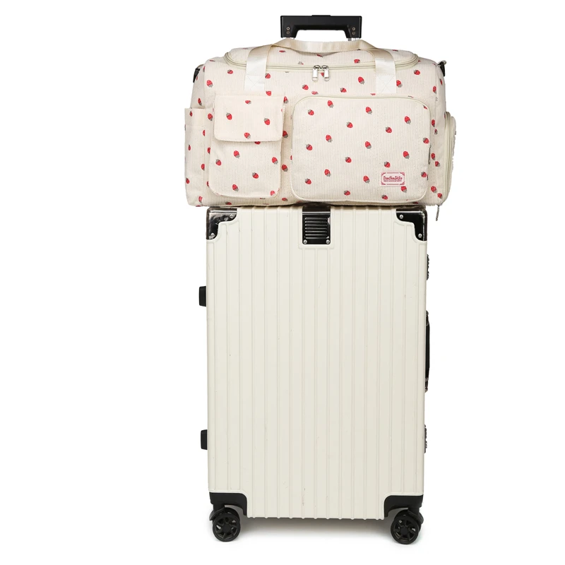 Corduroy Travel Tote Bag Large Capacity Carry On Travel Bag With Shoe Compartment Sports Fitness Bags For Women Duffle Bags