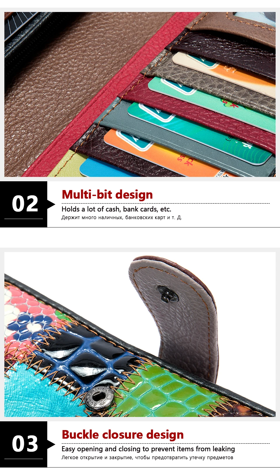 Westal Clutch Bag Women Leather Patchwork Squares Random Color Wallets Vintage Coin Wallet Female Purses Cards Wallets For Women