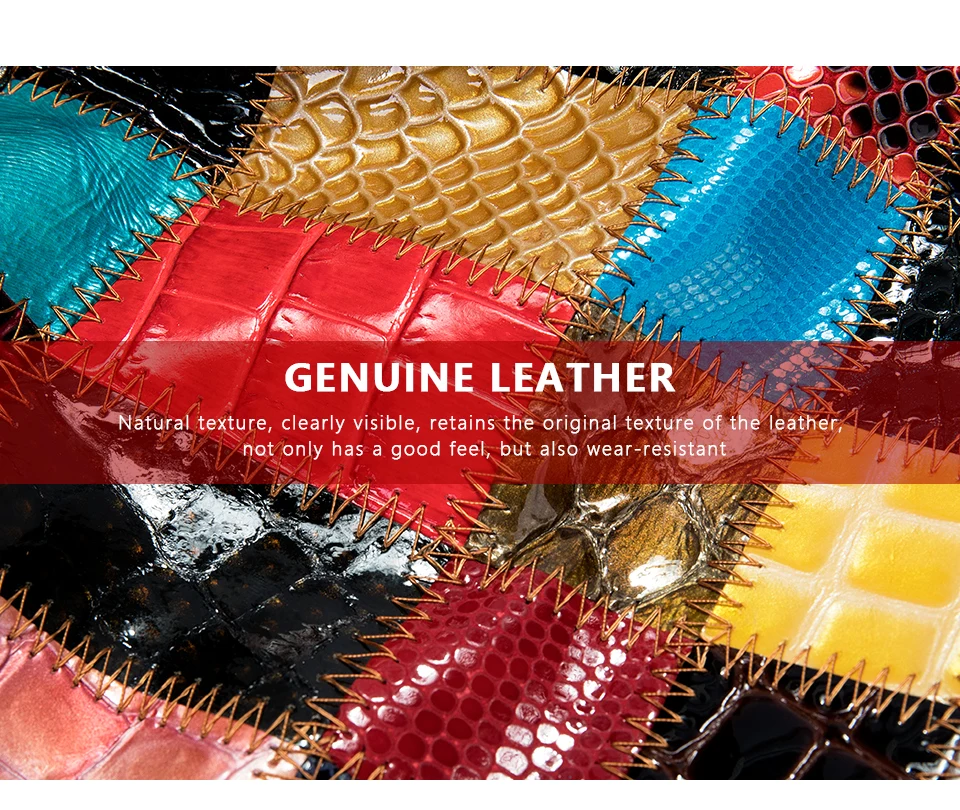 Westal Clutch Bag Women Leather Patchwork Squares Random Color Wallets Vintage Coin Wallet Female Purses Cards Wallets For Women